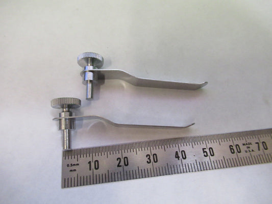 PAIR CLIPS STAGE SPECIMEN UNITRON  JAPAN MICROSCOPE PART AS PICTURED U8-A-08