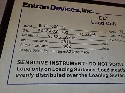 SENSOR ENTRAN DEVICES FORCE LOAD CELL 25 LBS ELF-1000-25  B#TB5-3-11