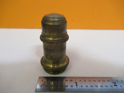 ANTIQUE BRASS ERNST LEITZ 2mm OBJECTIVE MICROSCOPE PART AS PICTURED &7B-B-15
