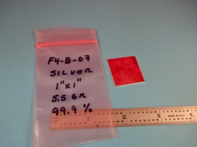 Pure Silver Metal Plate 99.9% 5.5 Grams 1"x1"