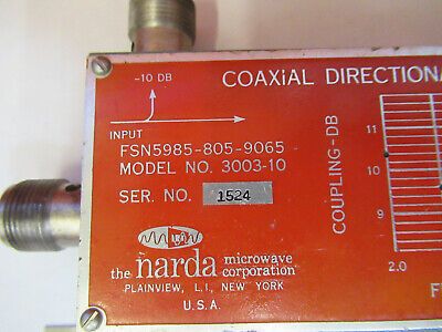 NARDA DIRECTIONAL COUPLER EMI TESTING RF MICROWAVE FREQUENCY GHz AS IS #8Z-A-04