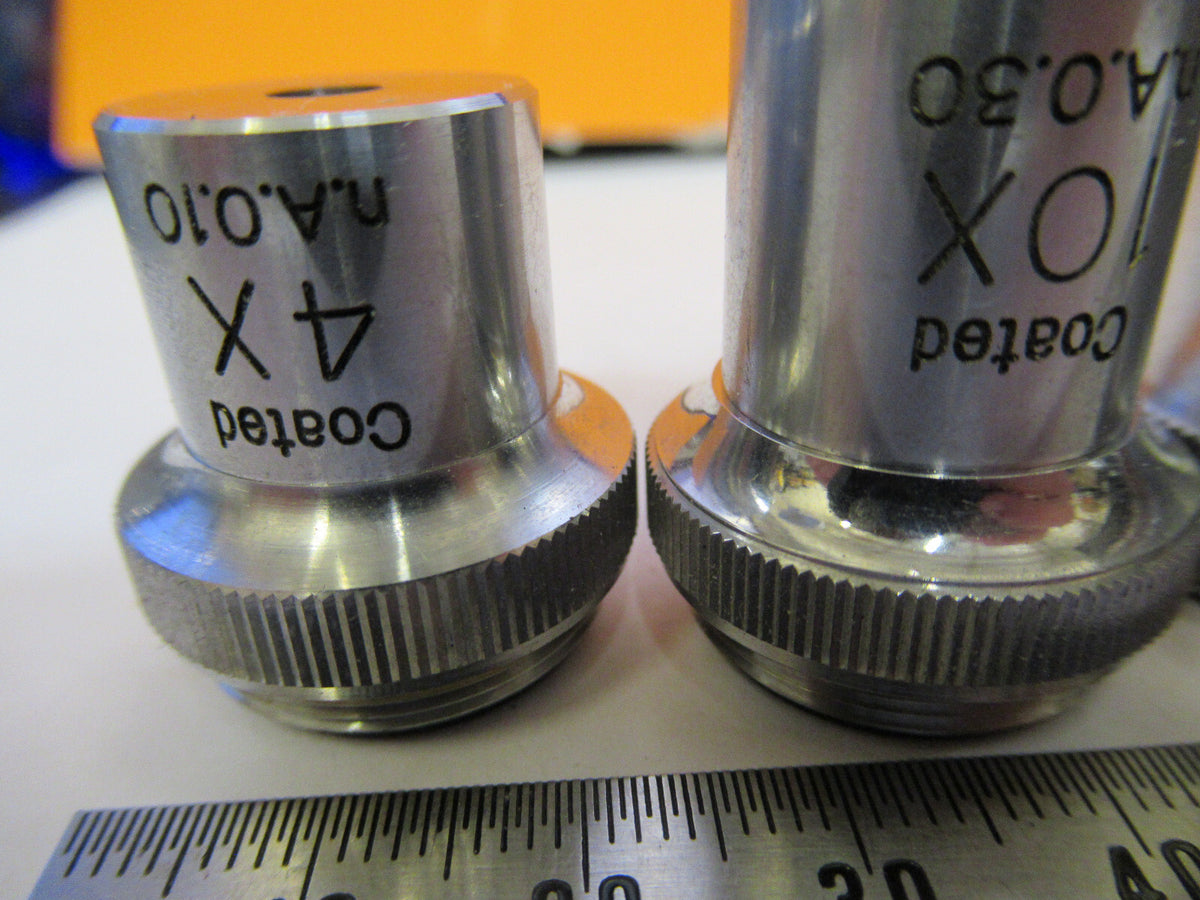 LOT UNITRON JAPAN 4X 40X 10X OBJECTIVE  LENS MICROSCOPE PART AS PICTURED Y1-A-58