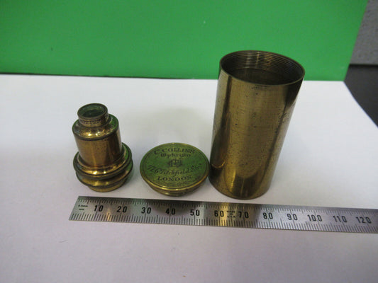 Antique Brass Rare Collins London Objective Microscope Part