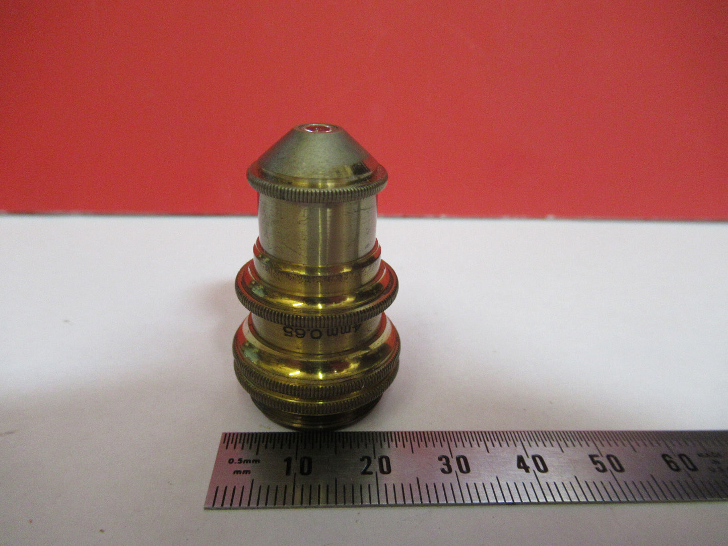 ANTIQUE BRASS BAUSCH LOMB 4mm OBJECTIVE MICROSCOPE PART AS PICTURED &S6-A-10