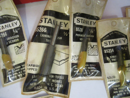 LOT 7 EA TOOLD STANLEY ROUTER WOOD ETC SOLID CARBIDE  AS PICTURED G4-A-24