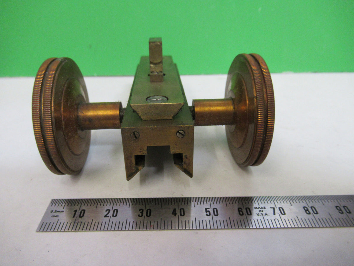 ANTIQUE BAUSCH LOMB MACRO STAGE KNOBS BRASS MICROSCOPE PART AS PICTURED S7-A-02
