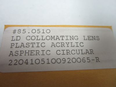 OPTICAL ROLYN LD COLLOMATING LENS ASPHERIC LASER OPTICS BIN#Q9