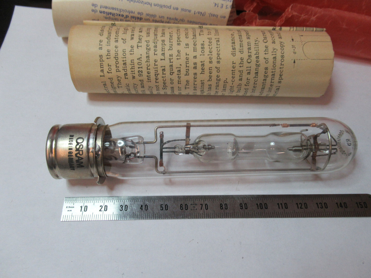 OPTICAL OSRAM GERMANY Rb RUBIDIUM SPECTRAL LAMP OPTICS  AS PICTURED X8-FT-75
