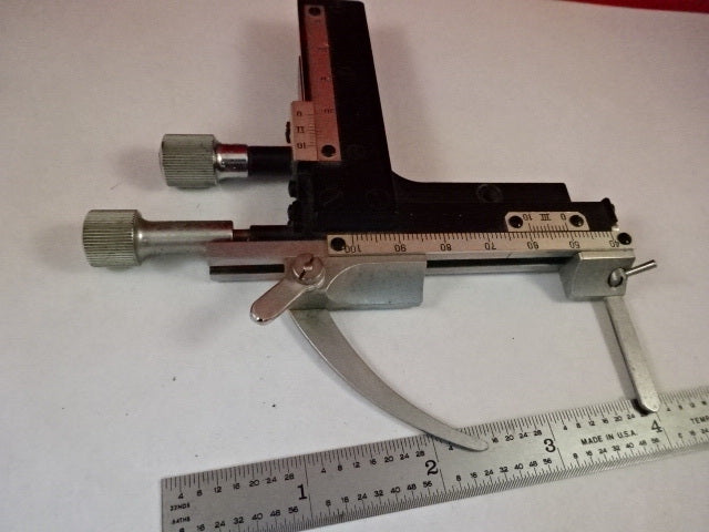 STAGE MICROMETER JAPAN CLIPS MICROSCOPE PART AS IS &33-A-77