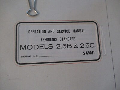 Collectable Rare Tracor Sulzer 2.5B 2.5C Frequency Standard Manual 1967 Bibli