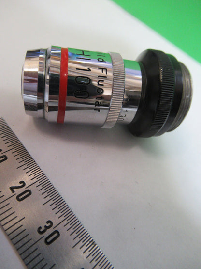 MICROSCOPE WILD HEERBRUGG SWISS OBJECTIVE 100X HI FLUOR OPTICS AS PIC S8-A-97