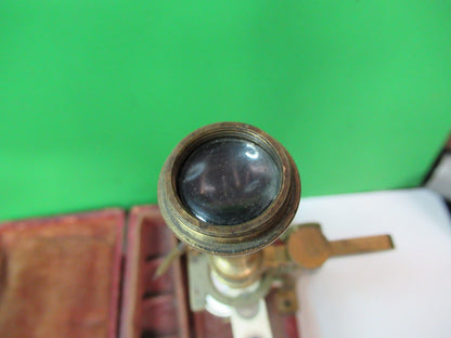ANTIQUE BRASS RARE TYPE CARY GOULD MICROSCOPE with ACCESSORIES AS PIC T6-A-49