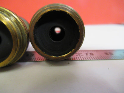 ANTIQUE BRASS LOT OBJECTIVES ERNST LEITZ GERMANY MICROSCOPE PART AS PIC V7-A-34