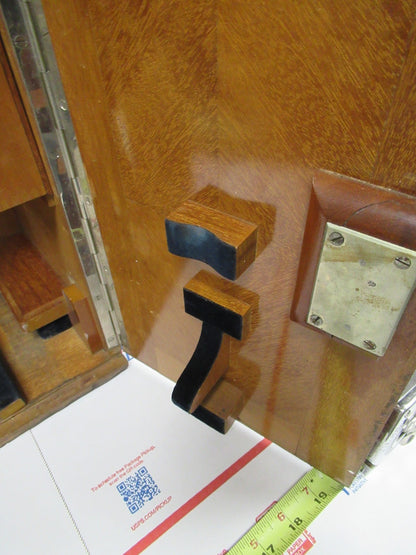 ANTIQUE WOOD CABINET EMPTY CARL ZEISS  1900's with key  MICROSCOPE PART TA-5-b
