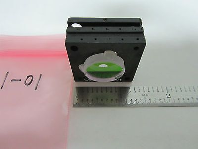 OPTICAL COATED LENS ON NEWPORT FIXTURE #1-01 LASER OPTICS BIN#1