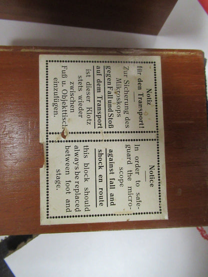 ANTIQUE WOOD CABINET EMPTY CARL ZEISS  1900's without key  MICROSCOPE PART TA-5