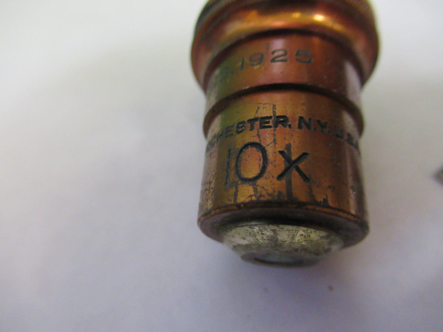 ANTIQUE BAUSCH LOMB BRASS OBJECTIVE 10X MICROSCOPE PART AS PICTURED S7-A-28