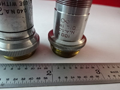 Lot 3 Ea American Optical Co. Spencer Lens Co. Objectives 100X + Bl 20X Optics Microscope