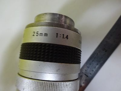 MICROSCOPE PART OPTICAL COSMICAR TV LENS 25 mm CAMERA OPTICS AS IS BIN#P7-03