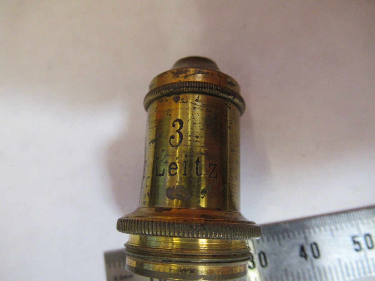 ANTIQUE BRASS ERNST LEITZ OBJECTIVE "3" MICROSCOPE PART AS PICTURED Y3-A-47