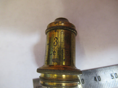 ANTIQUE BRASS ERNST LEITZ OBJECTIVE "3" MICROSCOPE PART AS PICTURED Y3-A-47