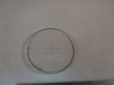 MICROSCOPE PART RETICLE GLASS TARGET MICROMETER CROSS OPTICS AS IS #80-42