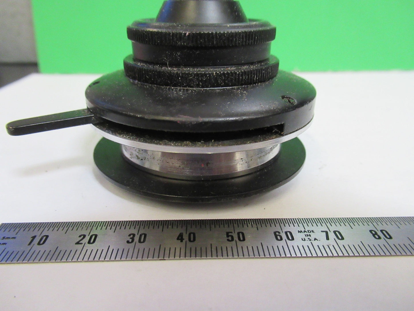 SPENCER AO CONDENSER + IRIS OPTICS ANTIQUE MICROSCOPE PART as pic T6-A-75