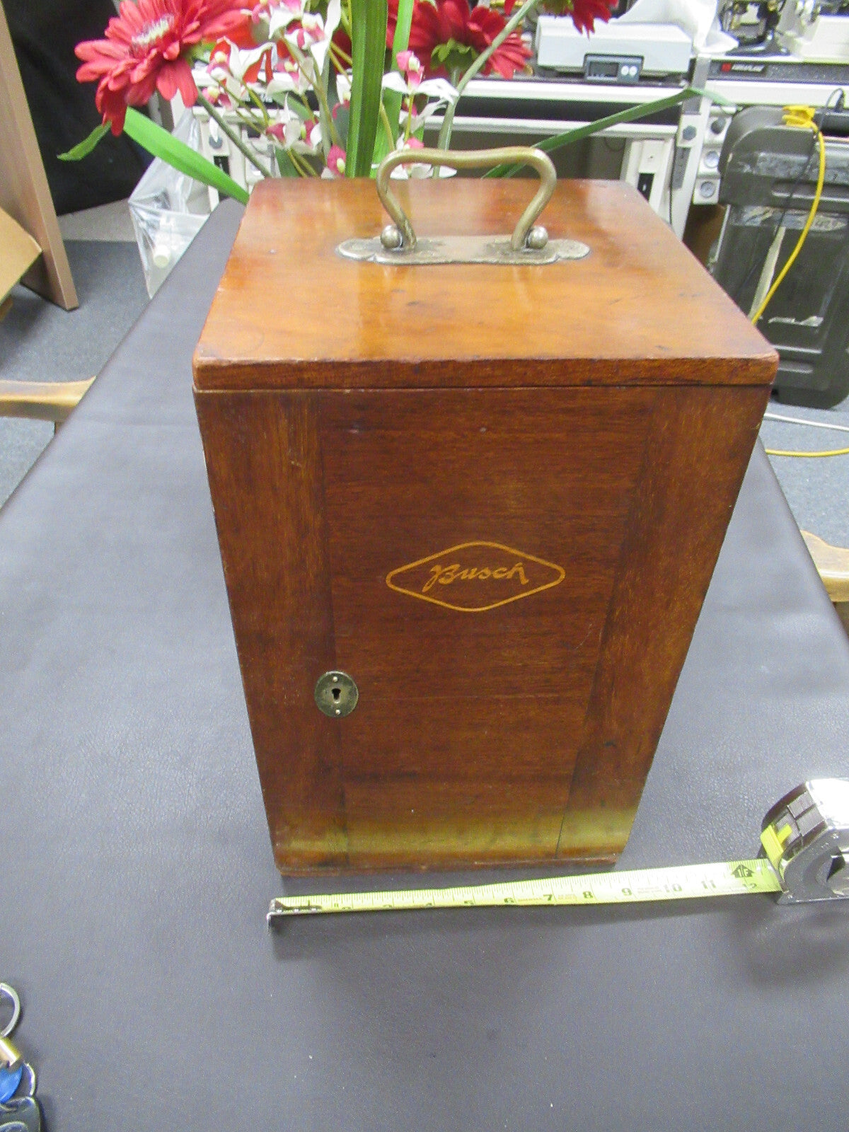 Empty Busch Germany Wood Cabinet Antique Microscope Part