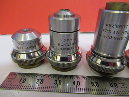 BAUSCH LOMB  LOT OBJECTIVES BRASS  4 PIECES MICROSCOPE PART AS PICTURED  T1-A-49