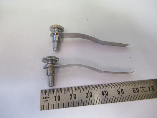 American Optical Co. Spencer Lens Co. Pair Clips Antique Microscope Part