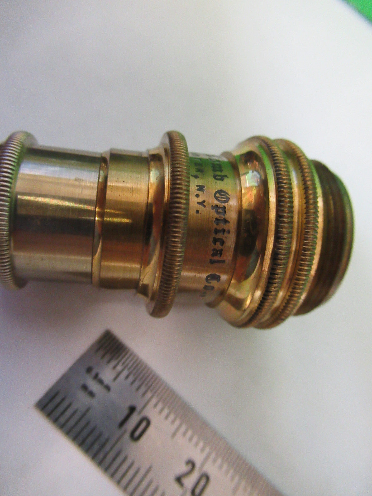 ANTIQUE BRASS 4mm OBJECTIVE BAUSCH LOMB MICROSCOPE PART AS PICTURED X6-A-50