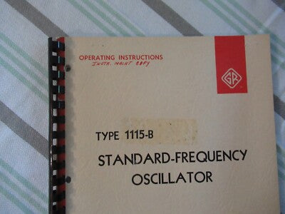 Collectable Rare General Radio Gr 1115-B Frequency Standard Manual 1965