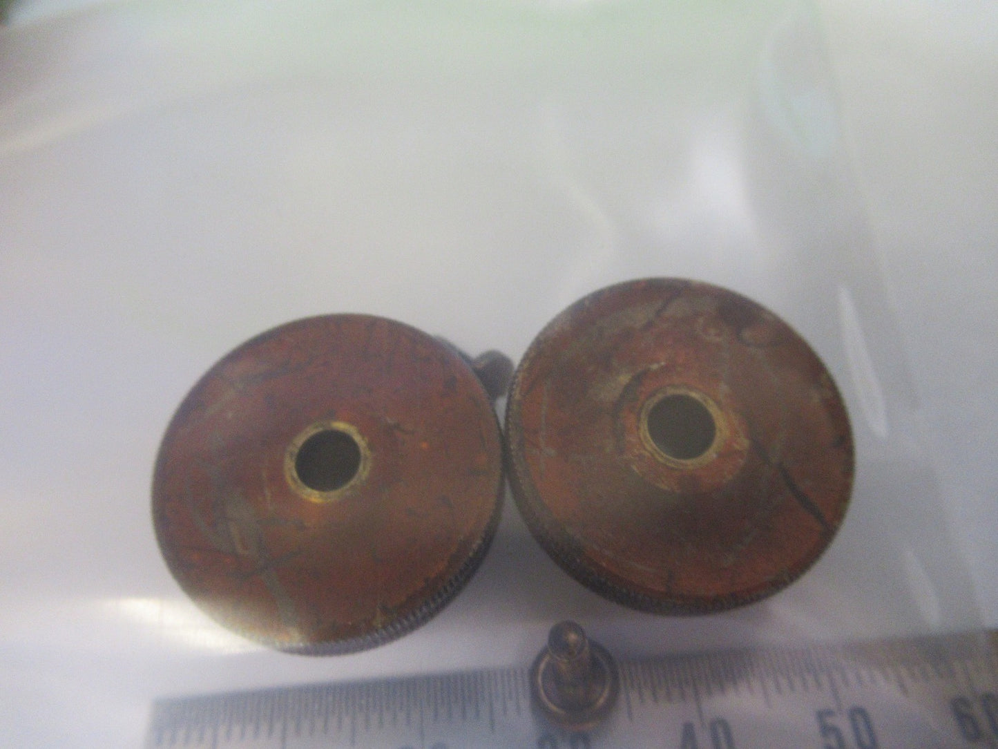 ANTIQUE BRASS BAUSCH LOMB KNOBS MICRO ADJUST MICROSCOPE PART AS PICTURED Y3-B-17