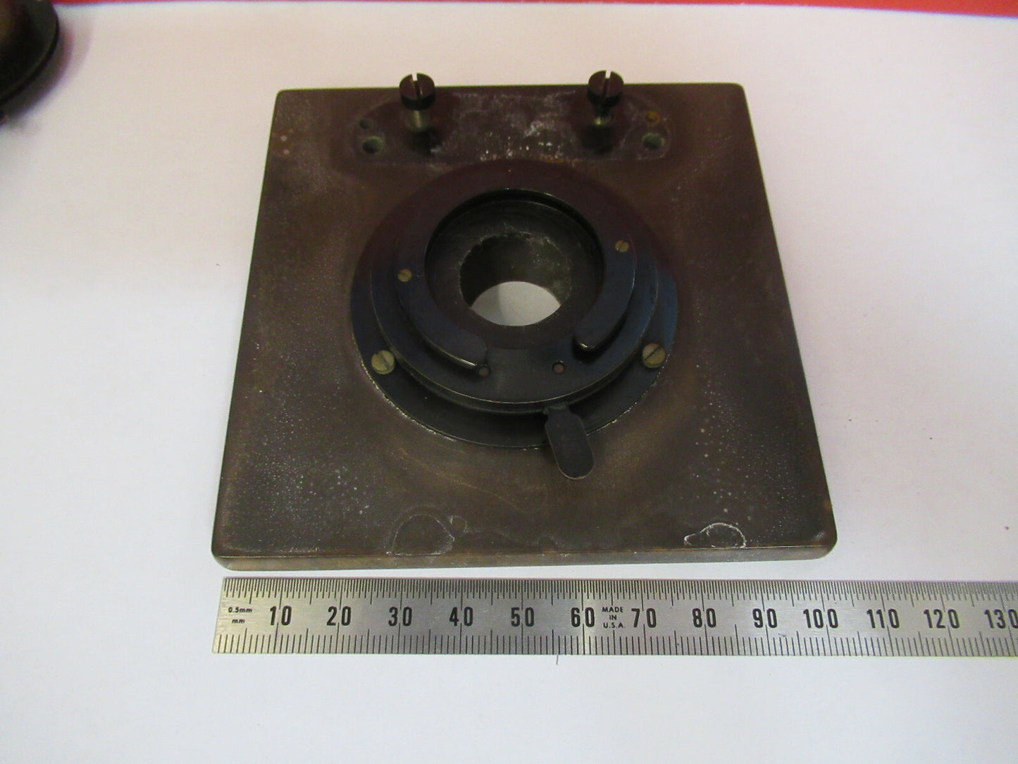 ANTIQUE BAUSCH LOMB OLD STAGE TABLE CASE MICROSCOPE PART AS PICTURED &Q3-B-35