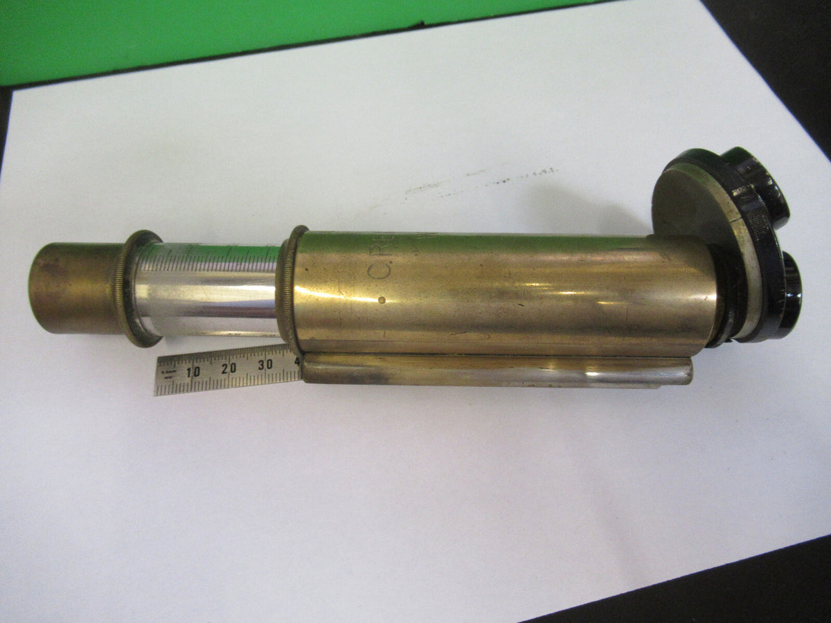 Antique Brass Reichert Tubus + Nosepiece Microscope Part