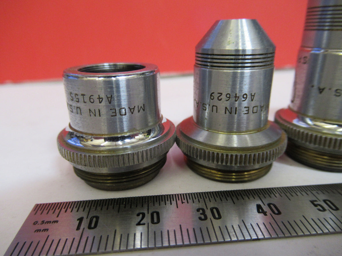 LOT AO AMERICAN SPENCER OBJECTIVES OPTICS MICROSCOPE PART AS PICTURED S4-B-77