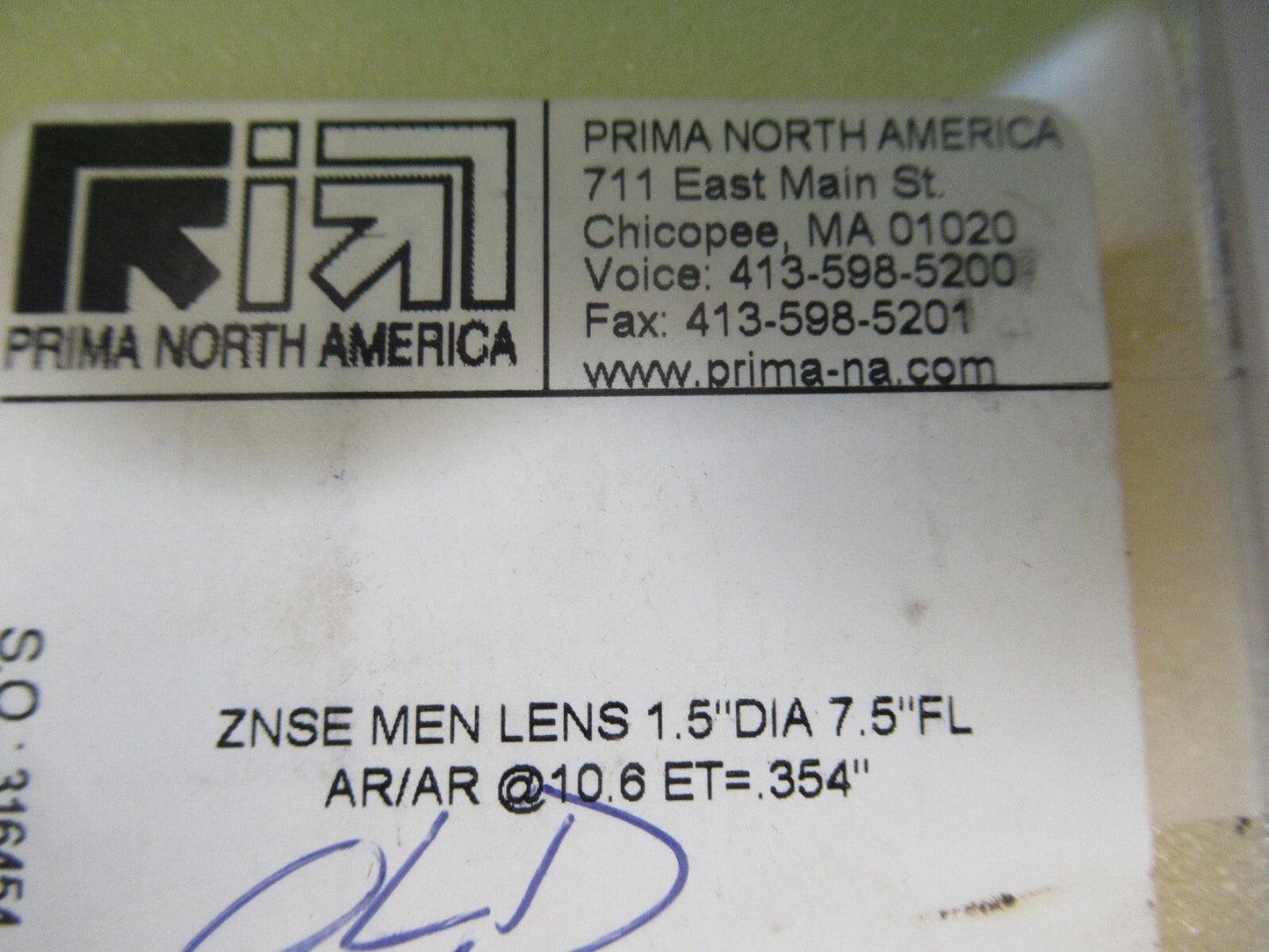 Optical Zinc Selenide ZnSe Lens Infrared Laser Prima Optics