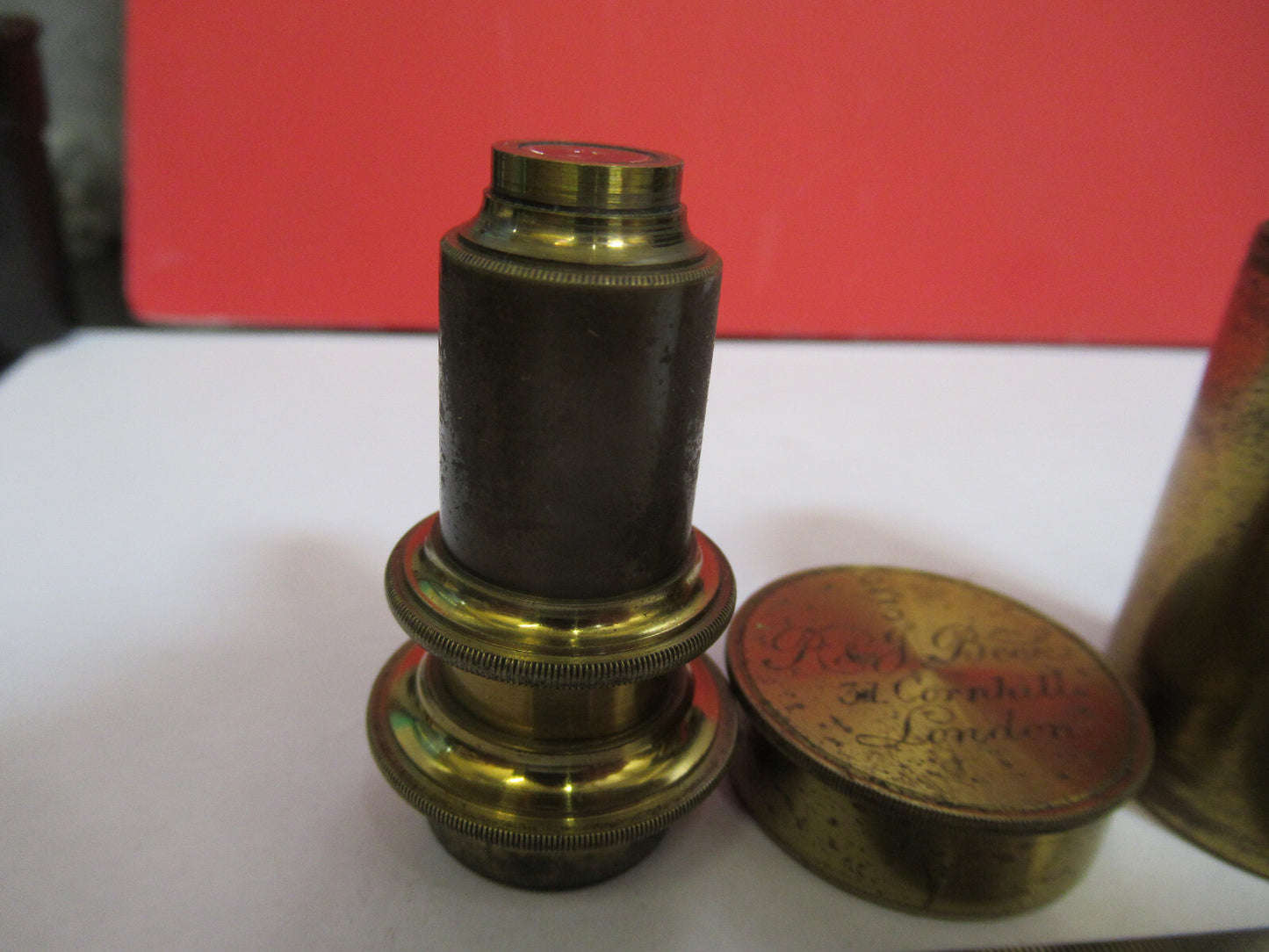 Antique Brass Rj Beck London "2/3" Objective Microscope