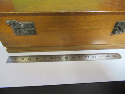 EMPTY WOOD BOX LEITZ WETZLAR GERMANY POL MICROSCOPE PART AS PICTURED Q7-A-19