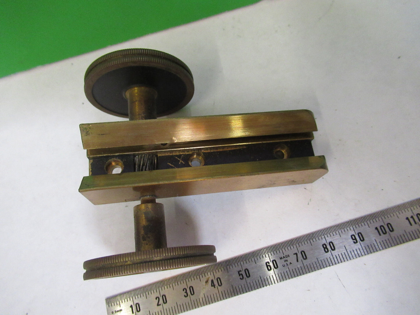ANTIQUE BRASS BAUSCH LOMB KNOBS + FRAME  MICROSCOPE PART AS PICTURED X2-A-97