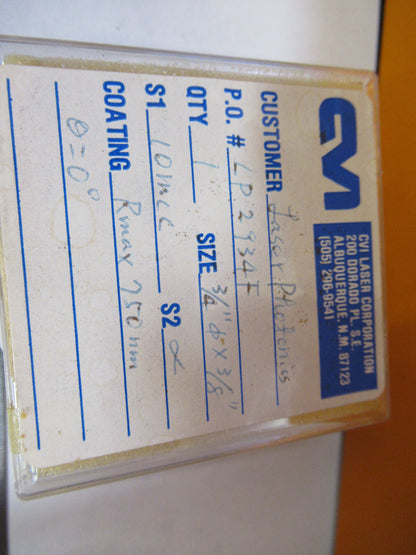 OPTICAL ex-NASA COATED LENS   PRO LASER OPTICS AS PICTURED Y4-A-81