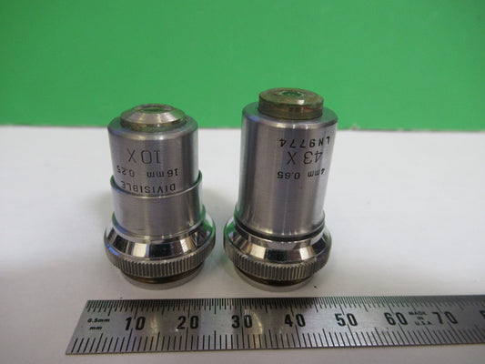 ANTIQUE LOT OBJECTIVES BAUSCH LOMB 10X 43X  MICROSCOPE PART AS PICTURED V7-FT-94