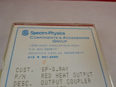 SPECTRA PHYSICS RED HEAT OUTPUT COUPLER LENS LASER OPTICS AS PICTURED &S4-C-14