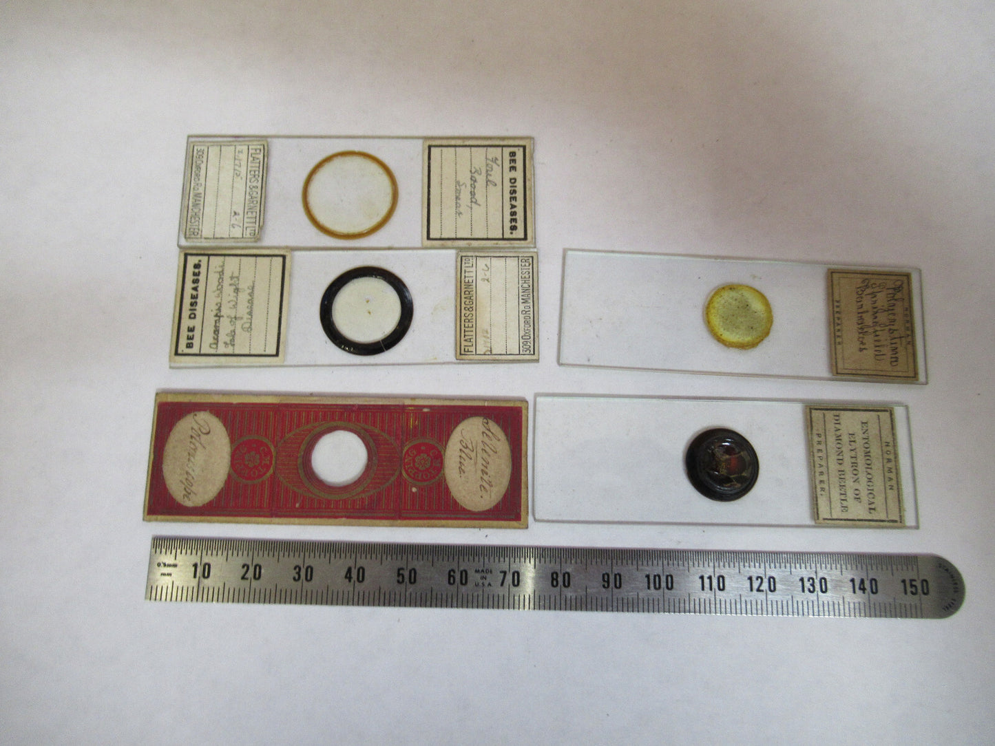 ANTIQUE LOT SLIDES SPECIMEN LONDON UK MICROSCOPE PART AS PICTURED Y2-A-82