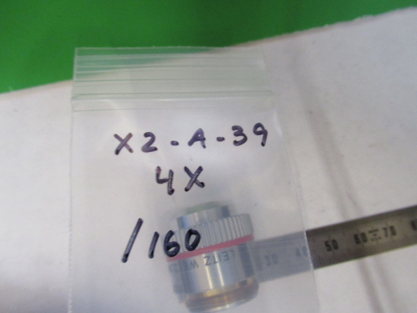 LEITZ wetzlar GERMANY OBJECTIVE MICROSCOPE PART EF 4X  /160 AS PICTURED X2-A-39