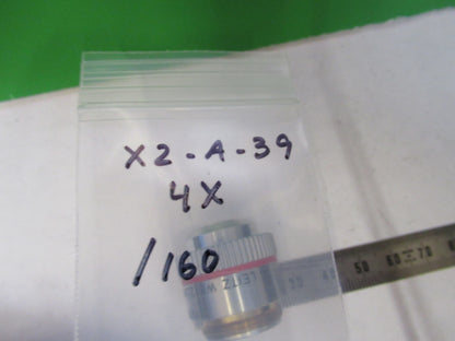 LEITZ wetzlar GERMANY OBJECTIVE MICROSCOPE PART EF 4X  /160 AS PICTURED X2-A-39
