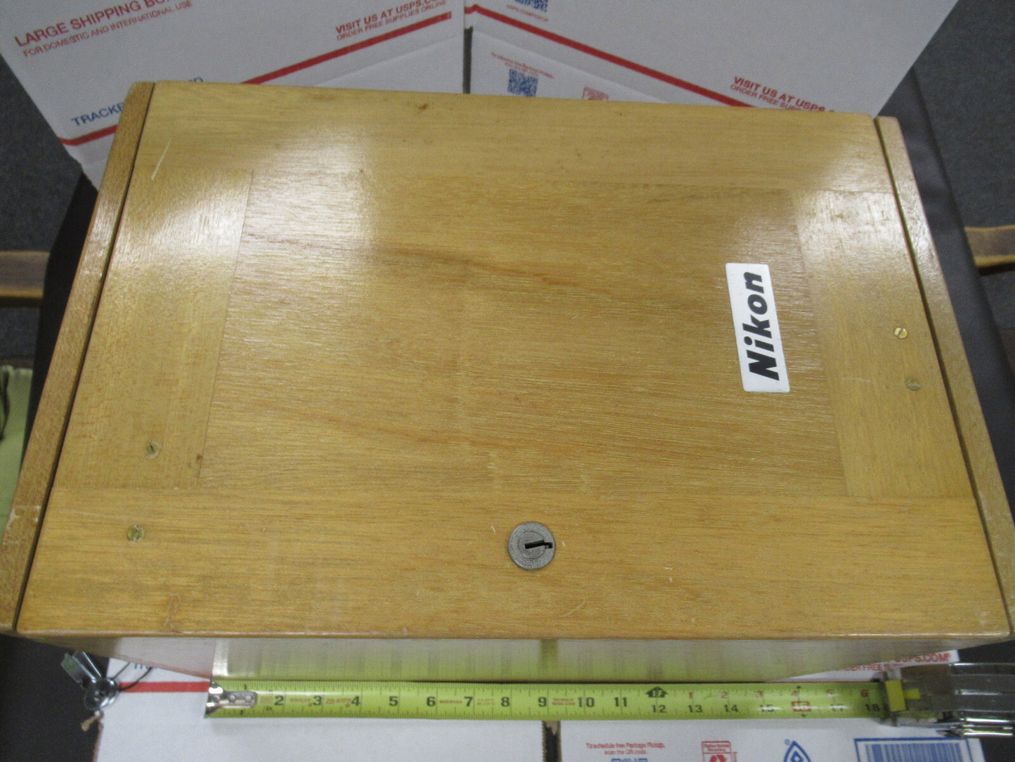 EMPTY NIKON JAPAN  WOOD CABINET ANTIQUE MICROSCOPE PART AS PICTURED #TB-3