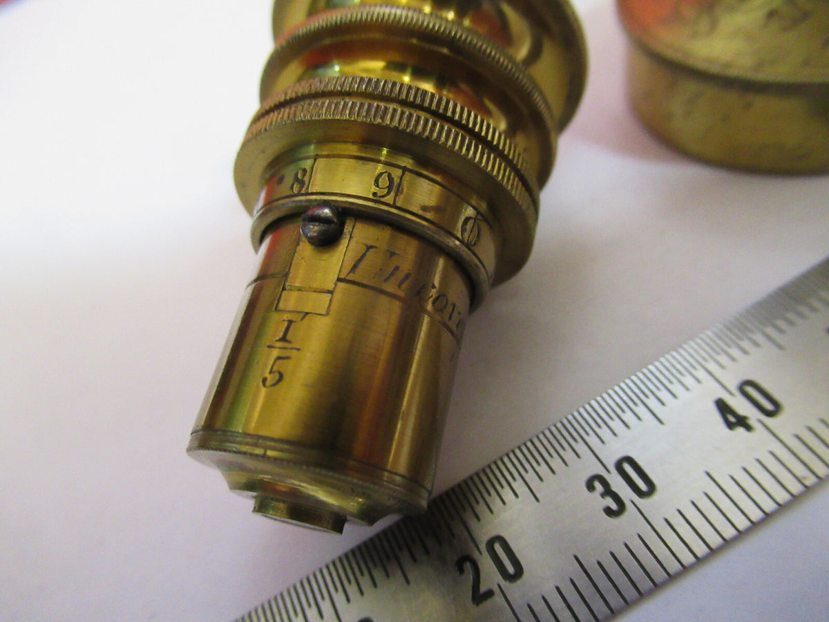 ANTIQUE BRASS RJ BECK LONDON "1/5" OBJECTIVE MICROSCOPE AS PICTURED &F8-A-82