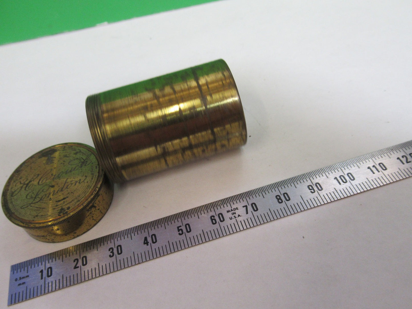 ANTIQUE BRASS EMPTY H. CROUCH UK OBJECTIVE CANISTER MICROSCOPE PART T6-A-29