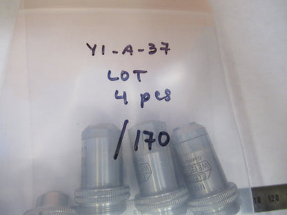 LEITZ WETZLAR LOT 4 PCS OBJECTIVE LENS OPTIC MICROSCOPE PART AS PICTURED Y1-A-37